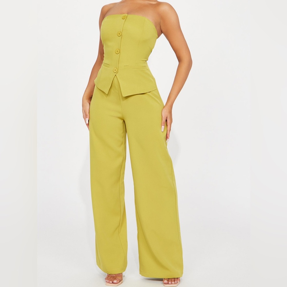 Bandeau chartreuse jumpsuit XS NWT - Picture 5 of 6